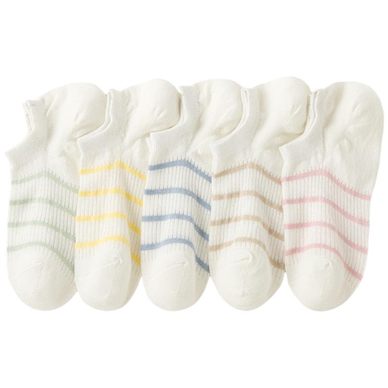 Women's Summer Thin Striped Short Socks Women's Simple Boat Socks Spring and Summer Invisible Socks Summer Shallow Mouth Boat Socks