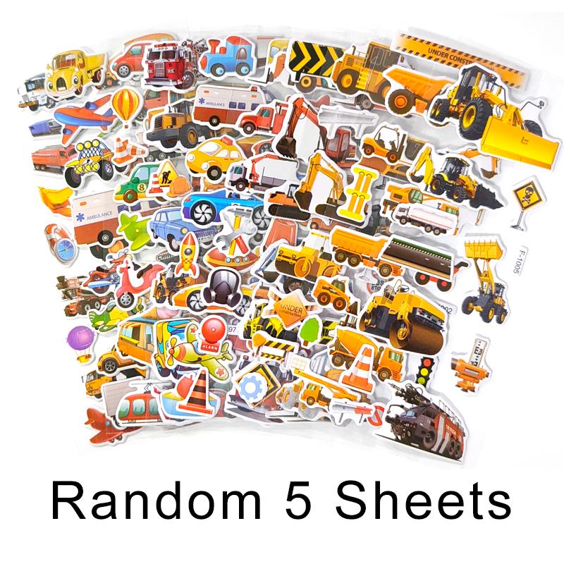 Vehicle Style 3D Puffy Sticker 5/10/15/20 Sheets Scrapbook Bubble Stickers Birthday Festival Gift Rewards Student Stationery ZYF