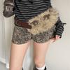 PU Leather Furry Waistband Spicy Girl Style Y2K Waistband Vintage Plush Belt  Female/Girls
