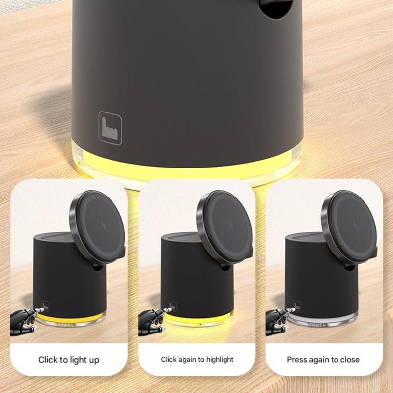 Intelligent 3 In 1 15W Magnetic Fast Charging Station Dock For Phone Earbud Smartwatch Desk Organizers With LED Lighting