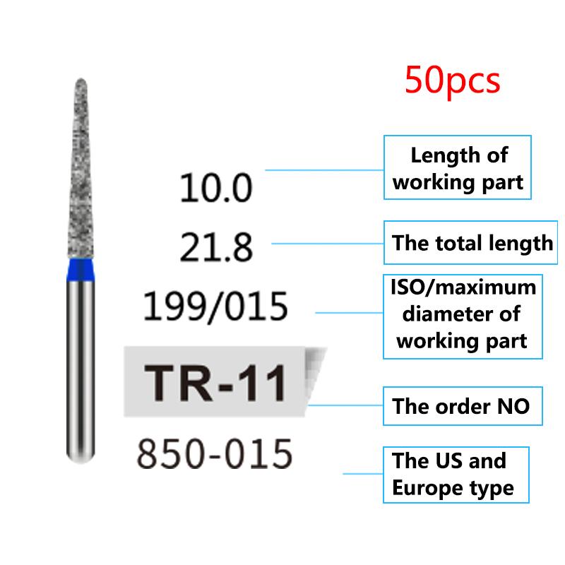 50Pcs Dental Diamond Burs Drill FG 1 6Mm For High Speed Handpiece Denspay Polishing Whitening Lab Material