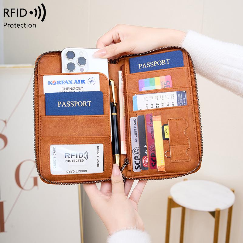 RFID Anti-Magnetic Multi-Functional Passport & Document Wallet with Zipper