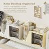 Rotating Pen Organizer with 2 Drawers Stationery Accessories Storage Box Multi-Functional Desk