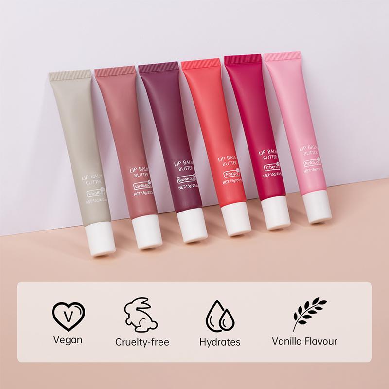 6Pcs Tinted Lip Butter Balm Set 6 Scents Shea Butter Lip Mask For Dry Lips 15g Each