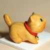 Handmade Carving Wood Cat Statue Miniature Animal Statue Creative Lucky Cat Ornaments  Office