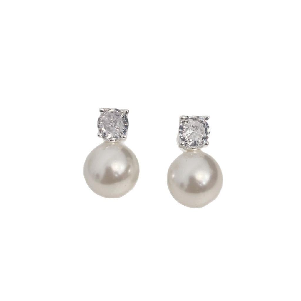 French s9Pure Silver Princess Diana Style Pearl Earrings for Women, with High-luster Zirconia, Elegant and Unique, with a High-end Feel, Simple and