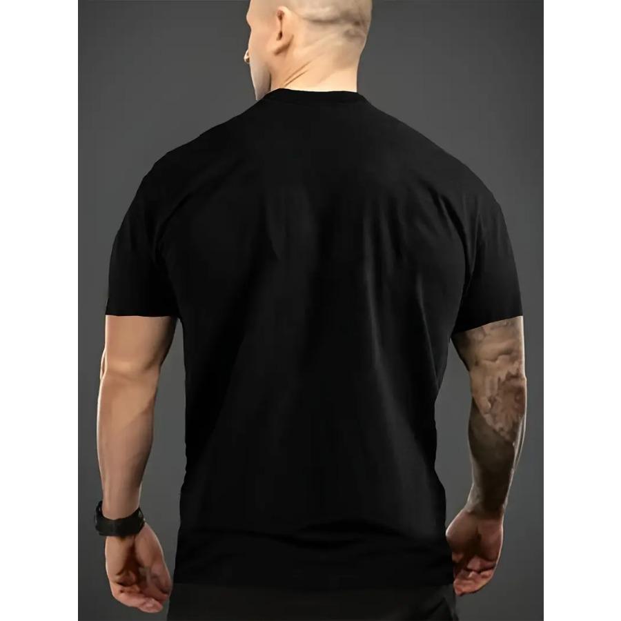 Men's Casual Crew Neck T-Shirt, 100% Polyester Knit Fabric with Slight Stretch, Summer Leisure Sports Tee,