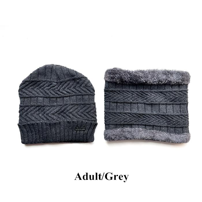 2026 New TW DDA558 Velvet Lined Thicken Ski Skull Caps Men Kids Winter Hat Scarf Set Neck Warmer Wool Knitted Beanie Hats