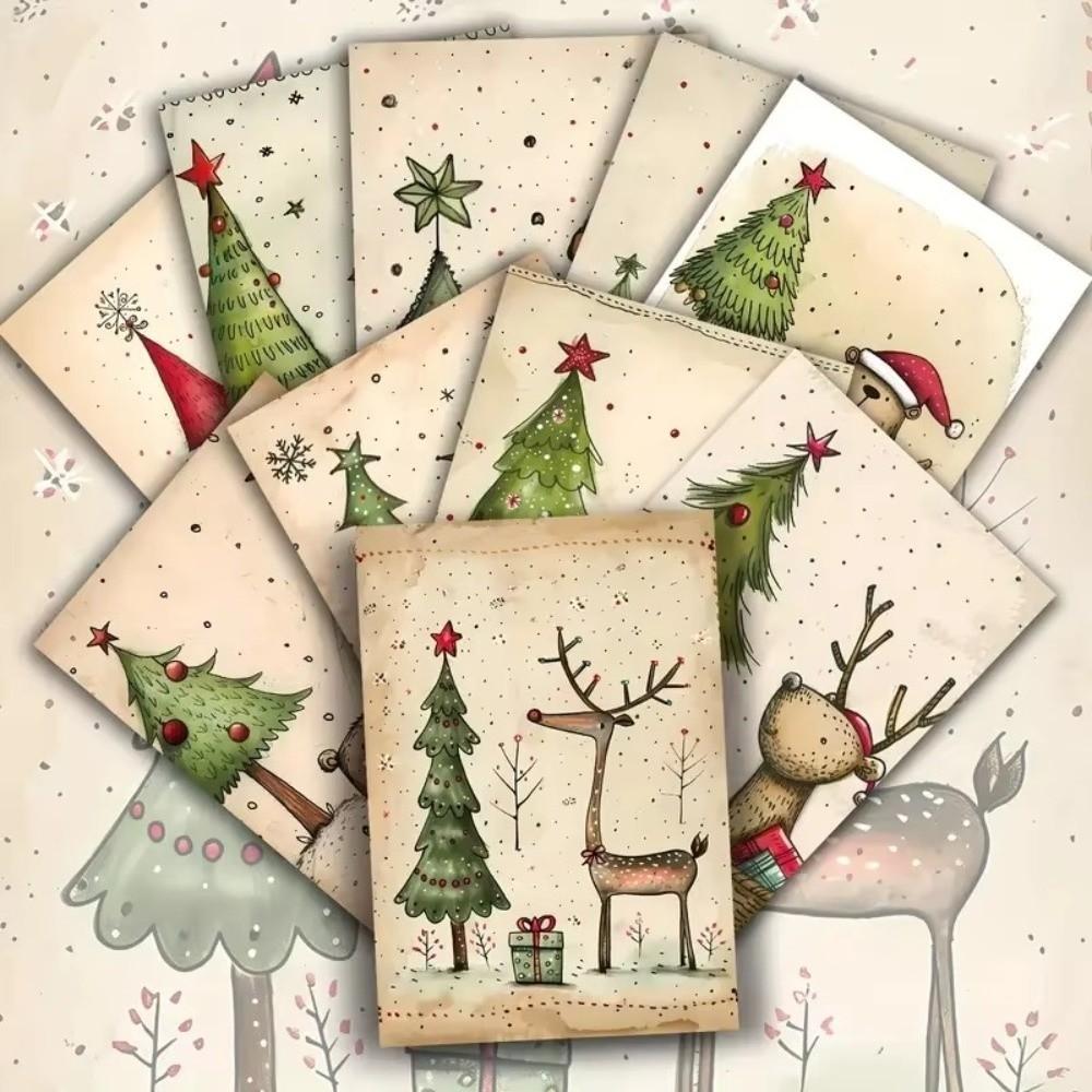 20Pcs Santa Claus Snowman Christmas Greeting Cards with Winter Scenery Blessings Half-fold Gift Cards Envelopes