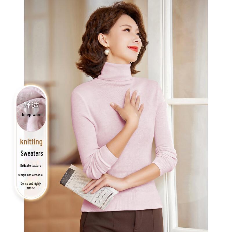 Женский однотонный вязаный базовый свитер с высоким воротником L