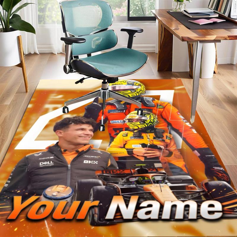 Lando Norris Design Area Rug Personalized Name- Non-Slip, Soft & Cozy Floor Mat for Living Room, Office - Indoor/Outdoor Carpet