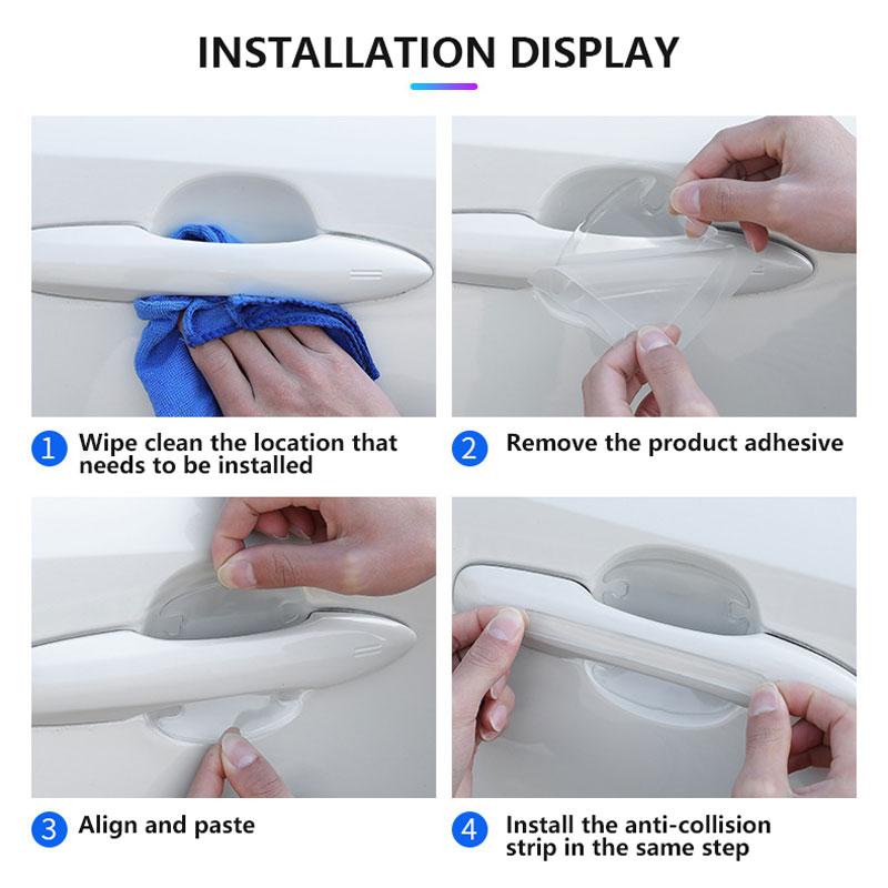 Car Door Handle Bowl Scratch Protective Invisible Transparent Stickers Silicon Rearview Mirror Anti-collision Protection Strip