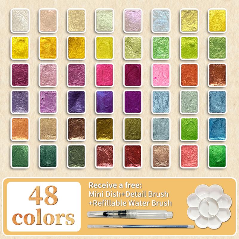 Pearlescent Solid Watercolor Paint Set Pigment Solid Paint Portable Art Kit Color Watercolor Painting Artists School Supplies