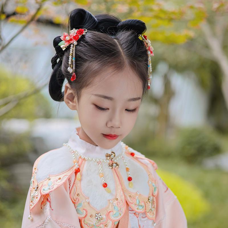 Kids' Classic Hanfu Hair Clip: Fairy Bow Tassel Hairpin for Girls