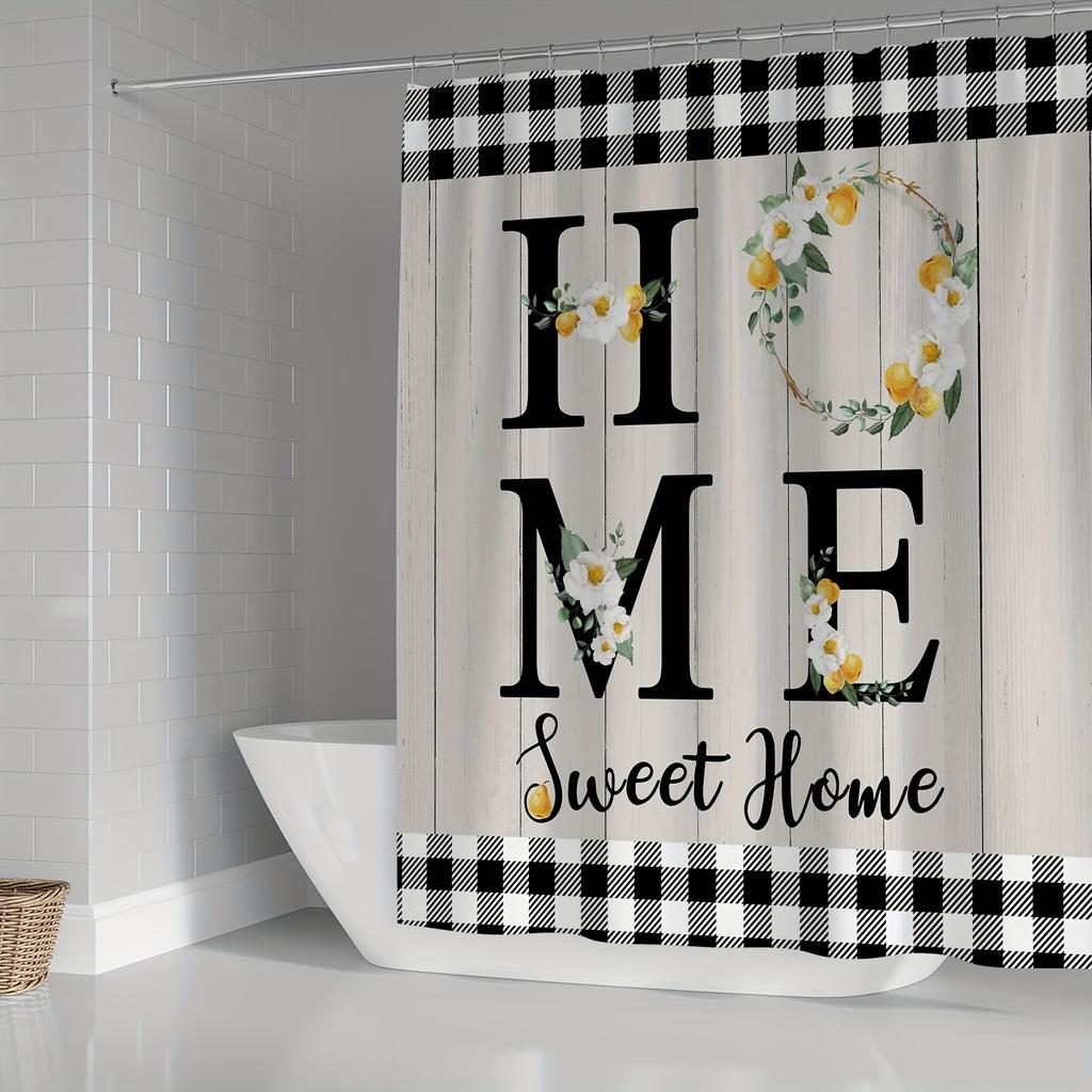 4 szt. Sweet Home Wood Plaid zasłona prysznicowa zestawy wodoodporne do łazienki antypoślizgowe dywaniki łazienkowe pokrywa nakładka na toaletę mata do kąpieli zestaw łazienkowy