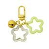 6.5cm Alloy Colored Hollow Out Dual Five Pointed Star Bell Keychain