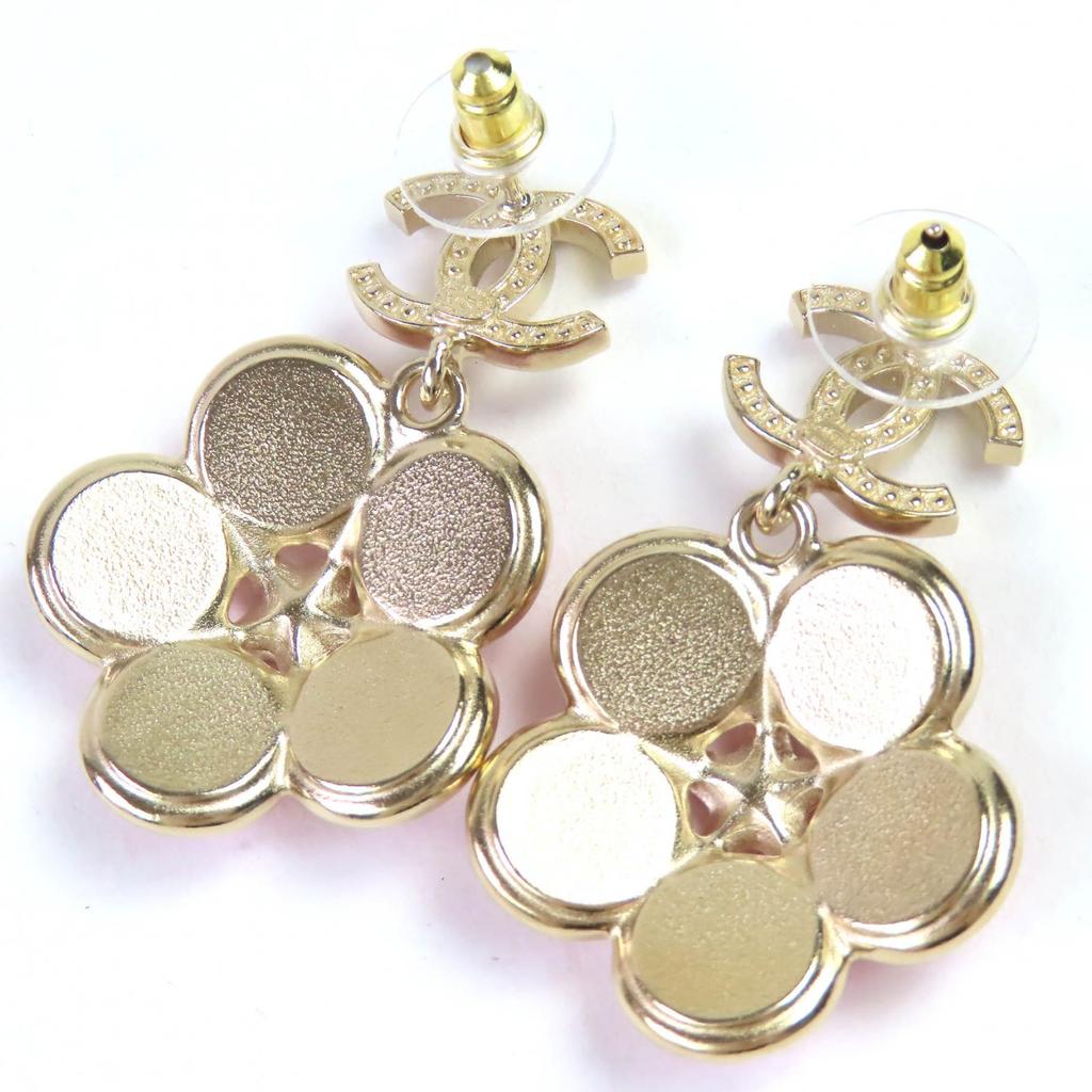 Pristine CHANEL Pierce COCO Mark Rhinestone Flower Pierce F24B ABE285 Used