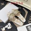 Spring Rhinestone Embroidery with Slippers Women Wear Beach Shoes Sheepskin Flat Sandals