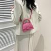 Candy Color Pulling with Personalized Lock Texture Summer Casual and Fashionable Plaid One-shoulder Hand-slide Small Square Bag