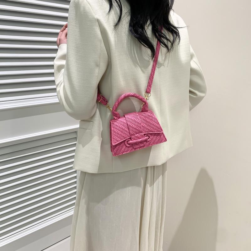 Candy Color Pulling with Personalized Lock Texture Summer Casual and Fashionable Plaid One-shoulder Hand-slide Small Square Bag