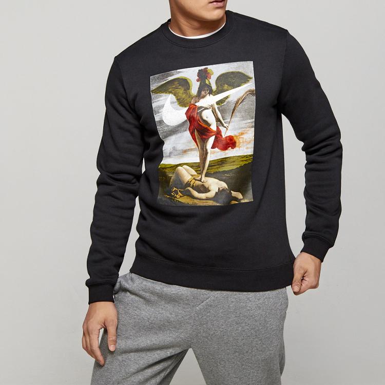 Nike Vintage Pattern Crewneck Sweatshirt Men Tops Black AQ7140-010