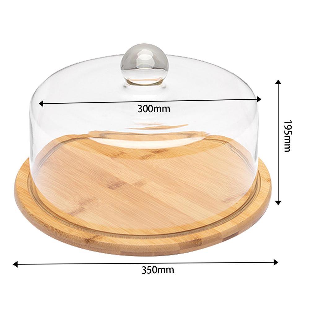 Cover Serving Tray Wooden Cake Stand with Lid Visible Cheese Board Dessert Display Food Dust