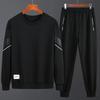 Conjunto Casual Esportivo Masculino de Suéter e Calças - Caimento Solto, Gola Redonda, Duas Peças para Primavera e Outono