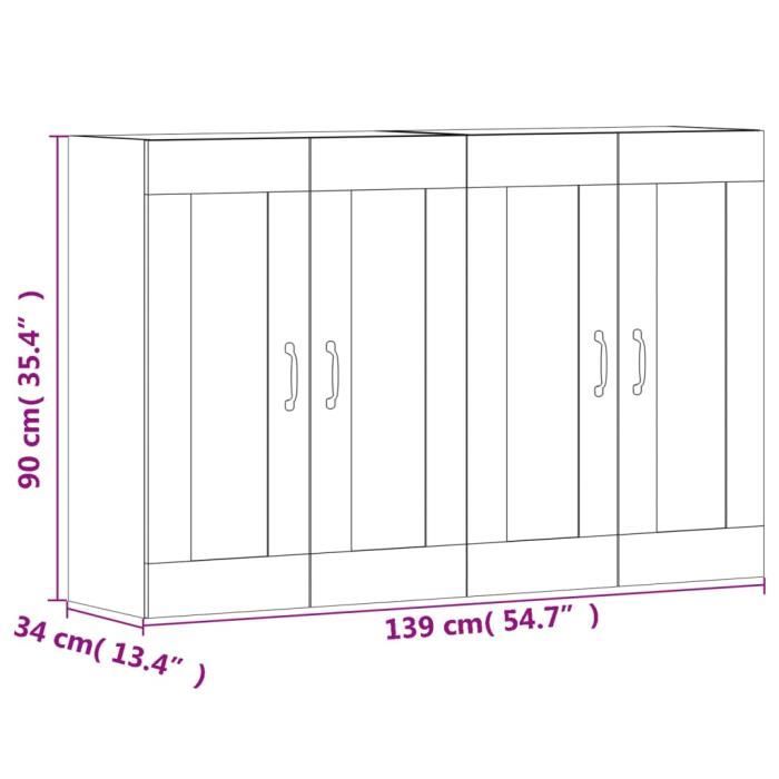 VidaXL Armoires murales 2 pcs noir bois d'ingénierie 3197986