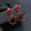 Original fashion personality retro crystal stud earrings female simple temperament versatile long earrings show face thin earrings