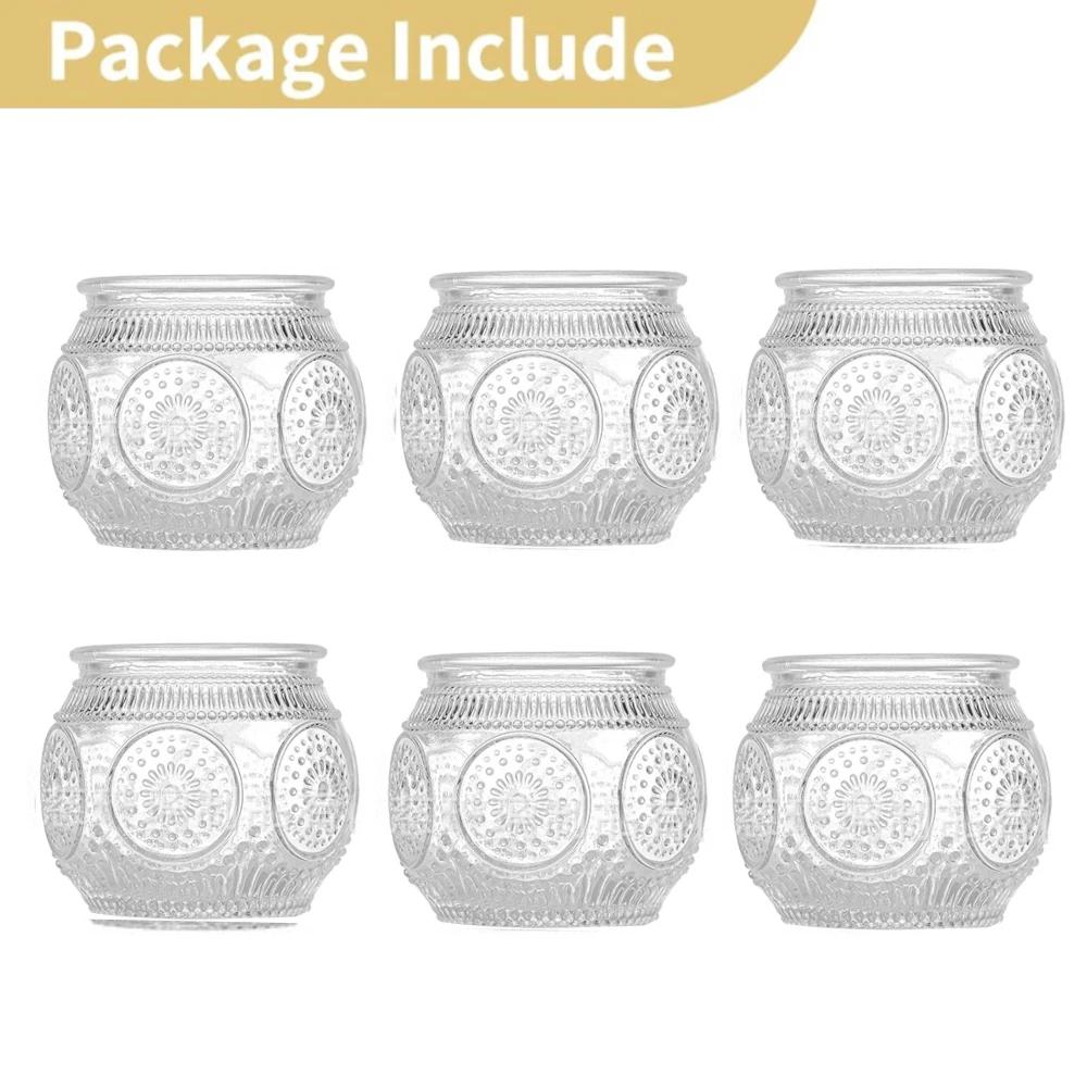 6/12Pcs Votive Glass Candle Holders Centerpiece Table LED Tea Light Candlestick for Home Birthday Wedding Party