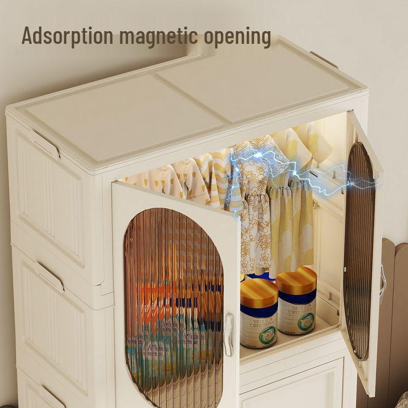 Collapsible Wardrobe with Wheels: Portable Storage for Baby Clothes & Toys.