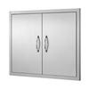 BBQ Access Door, 787x609 Mm Double Outdoor Kitchen Door, Stainless Steel Flush Mount Door, Double Wall Vertical Door with Handles and Hooks, for BBQ
