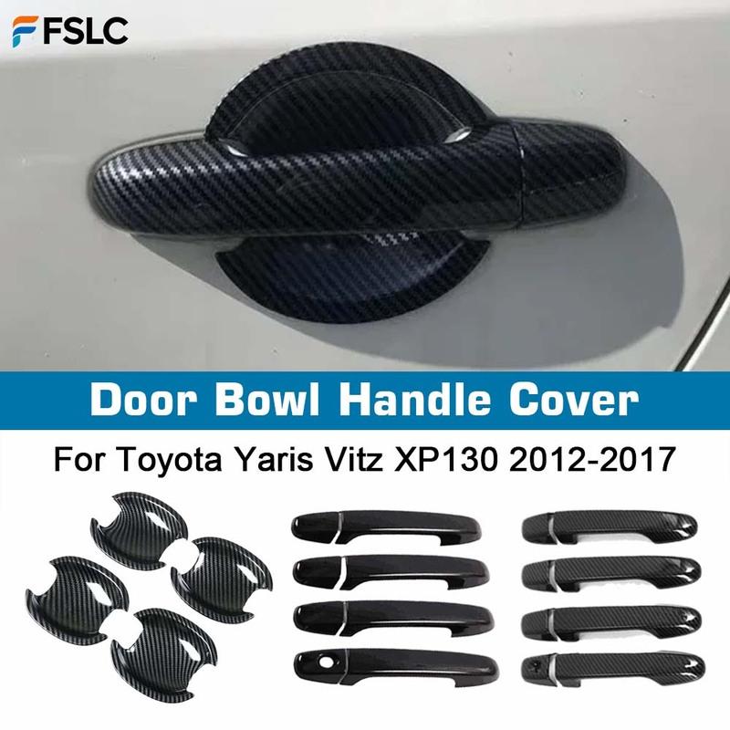 Door Handle Cover For Toyota Yaris Vitz XP130 2012-2017 Glossy Black Carbon Fiber Car Side Trim Sticker Styling Accessories