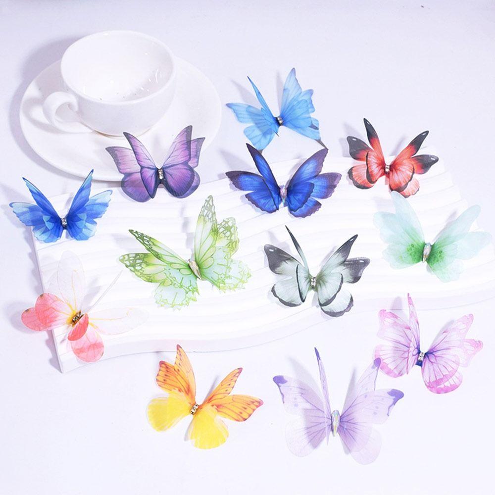 50Pcs 3D Organza Fabric Butterfly Appliques Clothes Sewing Patch  Bridal Hair Accessories