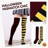 Damen Halloween Kniestrümpfe mit breiten Streifen, Colorblock-Muster für Kostümparty