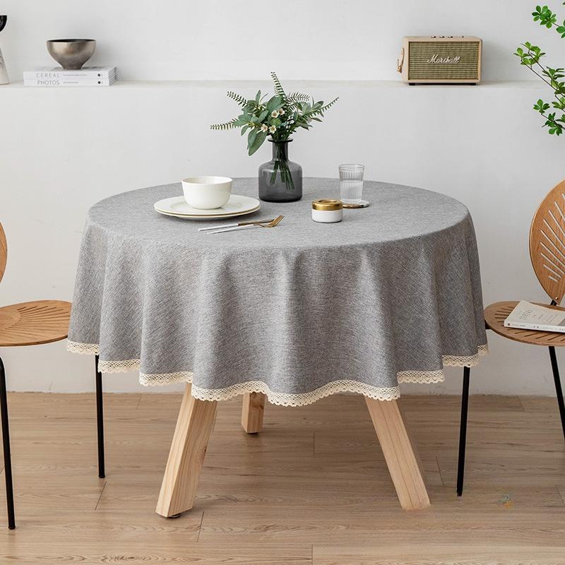 Large Round Linen Tablecloth, TPU Waterproof and Oil-proof Fabric, Suitable for Hotels, Homes, Round Tables, and Guesthouses.