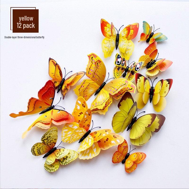 3D Double-Layer Butterfly Wall and Fridge Decoration Sticker