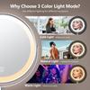 Lighted Makeup Mirror, Rechargeable Height Adjustable Double Sided, 1x/10x Magnifying with 3 Color, Brightness Adjustable, 360° Rotation Vanity,