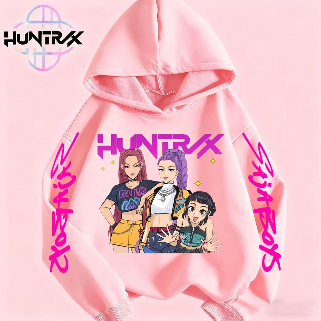 HUNTRIX SAJABOYS K-POP Group Boy Girl Pullovers Hoodie Outdoor Street Sports Casual Loose Children Long-sleeve Warm Sweatshirt