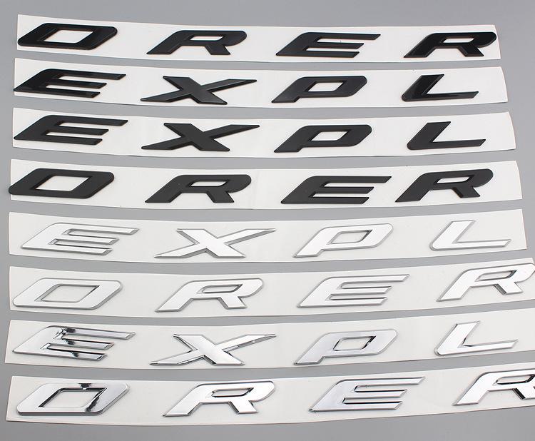 ABAX1 1X 3D ABS Chrome Black EXPLORER Letters Car Front Hood Emblem Badge Sticker for Explorer 2011-2019 Car Styling Accessories