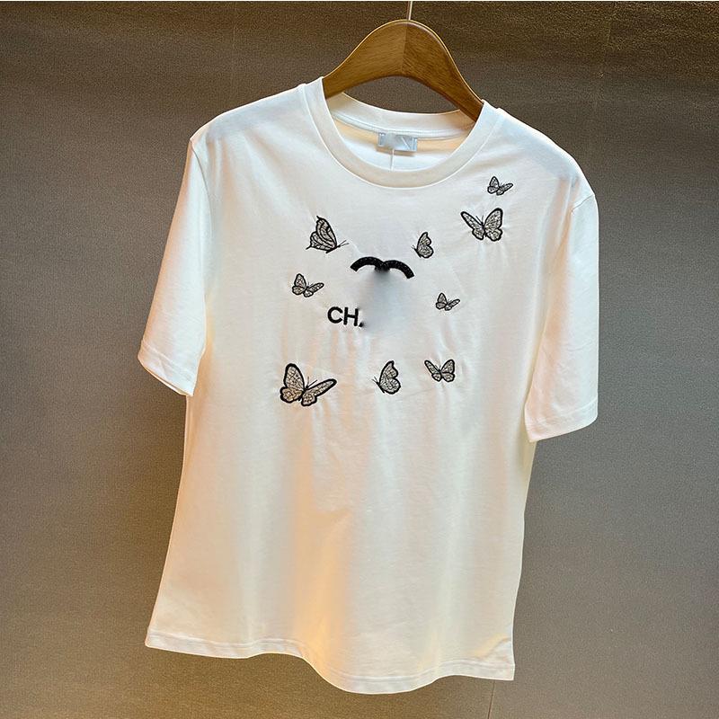 2026 Koreanisches Lässiges Luxus-T-Shirt mit Stickerei, kurzärmelig