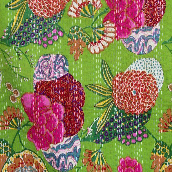 Aizza Trends Handmade Pure Cotton Printed Kantha Quilt  - Traditional Look Bed Spread Kantha Gudri - Vintage Hand Stitch Gudri