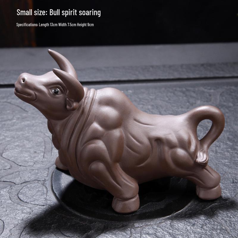 Handmade Large Purple Clay Ox Tea Pet for Kung Fu Tea Ceremony