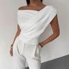 Simple Black Polyester Sleeveless Tshirt With Slim Fit For Womens Summer Casual Wear