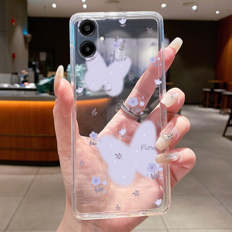 For Samsung A07 2025 Clear Phone Case Luxury Butterfly Flowers Casing For Samsung Galaxy A07 SamsungA07 A 07 Silicone Back Cover