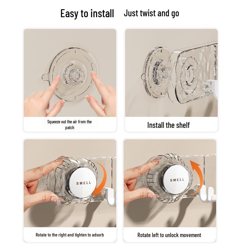 Punch-Free Rotating Suction Cup Bathroom Hook Hanger - Strong Load-Bearing, Seamless Adhesive, Toilet Door/Wall Use