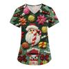 Women's Fashion V-Neck Short Sleeve Overalls With Pockets Christmas Printed Tops  Clothes