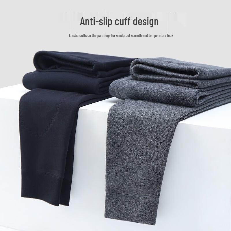 LangSha Men's Thickened Fleece-Lined Thermal Pants with Knee Pad