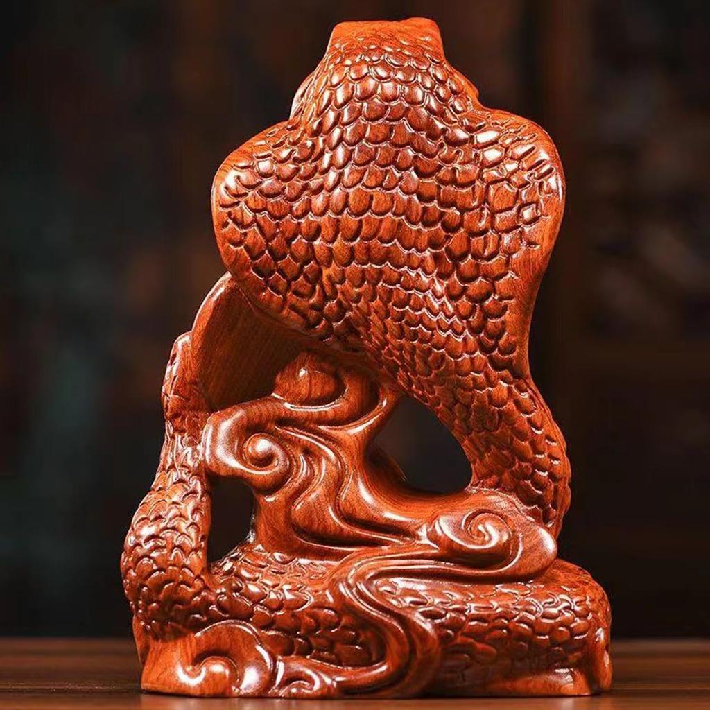 Snake Statue Small Wooden Chinese Zodiac Feng Shui Snake Figurines 2025 Year of The Snake Gift Snake Sculpture Ornaments for Luck Success Wealth