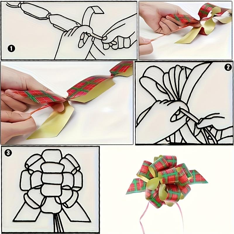 12/24PCS Christmas Pull String Bows Big 4.7 Inch Gift Bows Ribbon for Xmas Present Wrapping Florist Flower Basket DIY Decoration